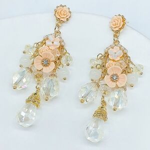 Floral Crustal Drop Earrings